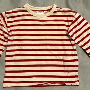 Zara - red/cream stripe l/s shirt- 2T